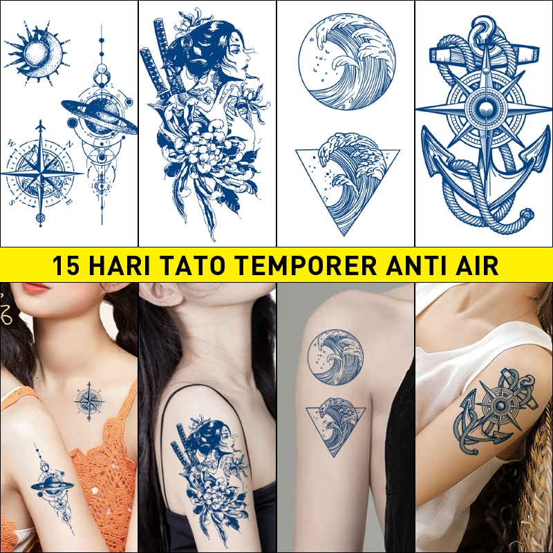 tatto, tato tahan air, pola bulan, pola matahari, pola gelombang, motif jangkar tato,Tato temporer t