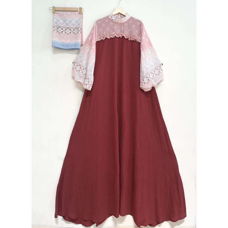 Qirana Gamis Set Hijab | Gamishijab | Gamis Terkini | Gamis Kekinian | Gamis Lengan Balon| GamisSeth