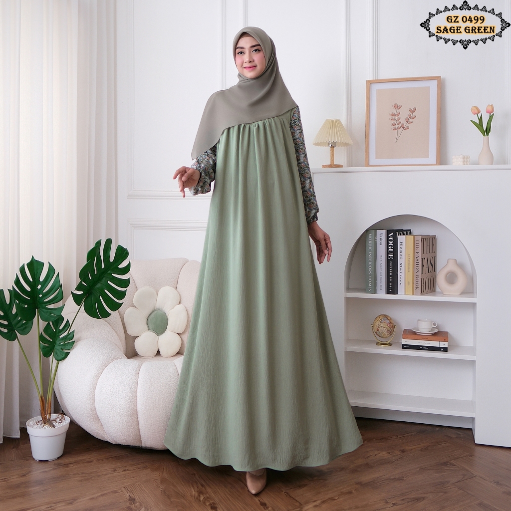 Gamis Wolfis GZ0499 Sage Green/ Gamis Sage Green/ gamis Remaja/ Gamis Jumbo/ Gamis Cantik
