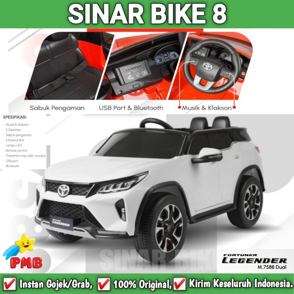 Mobil Aki FORTUNER LEGENDER PMB 7588 DUAL Remote Control Mainan Anak