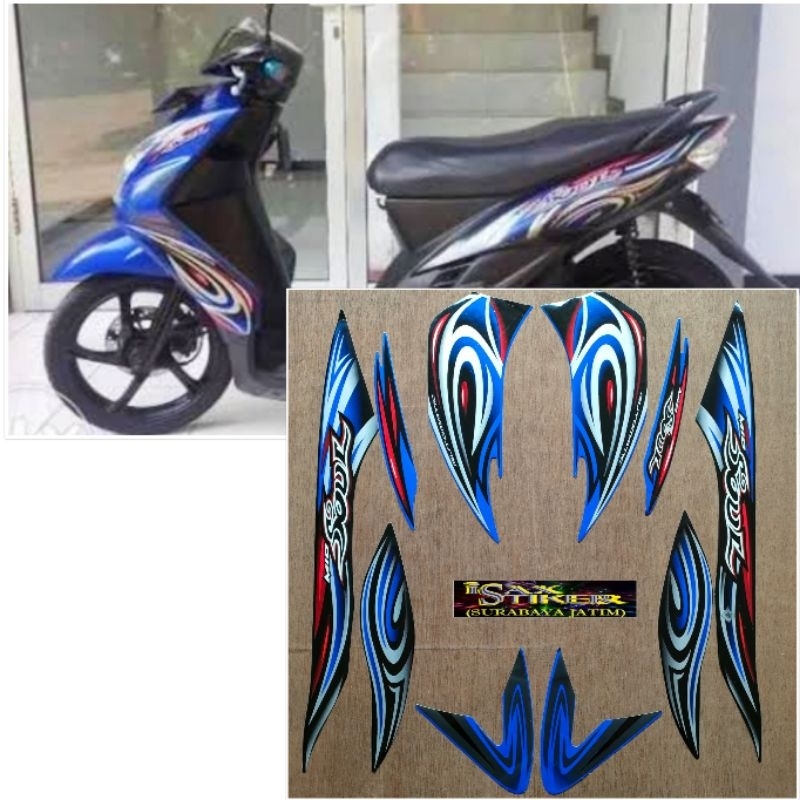 Striping Original Yamaha Mio Soul biru hitam Tahun 2008 2009