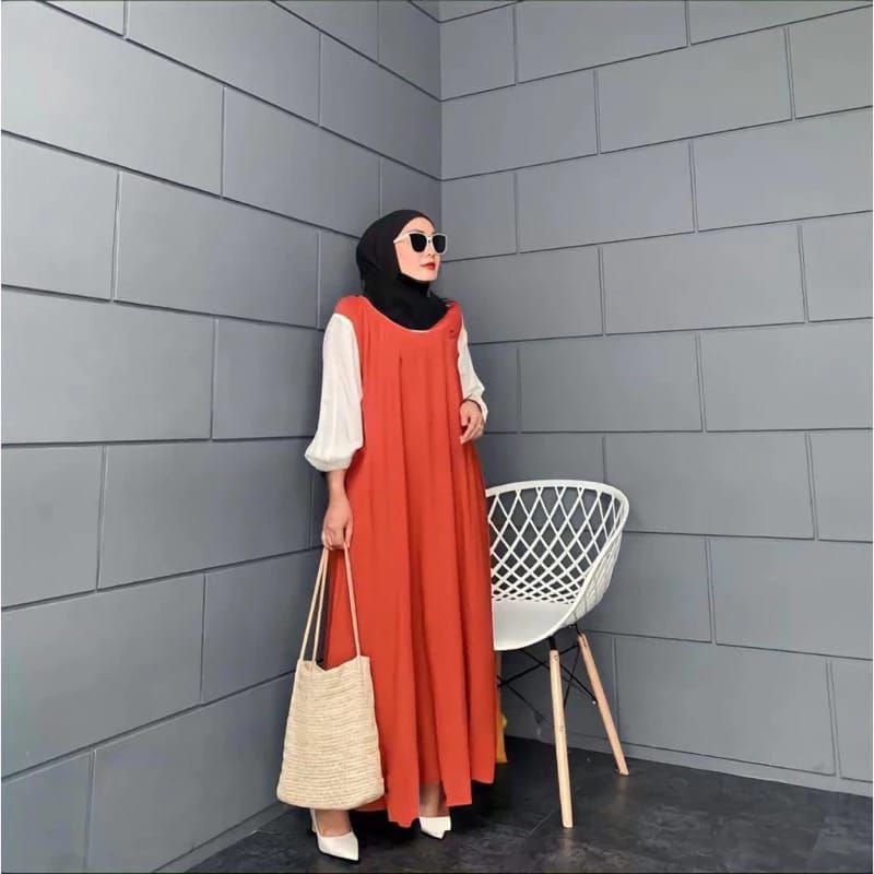 FATHIA DREES/ DRESS GAMIS KOMBINASI CEY CRINKLE PREMIUM