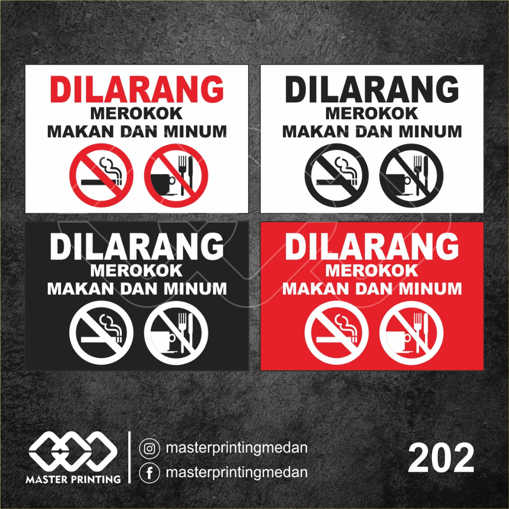 

202 - Stiker Dilarang Merokok, Makan dan Minum, Sticker Vinyl, Tahan Air, Termurah, dan Bisa Custom