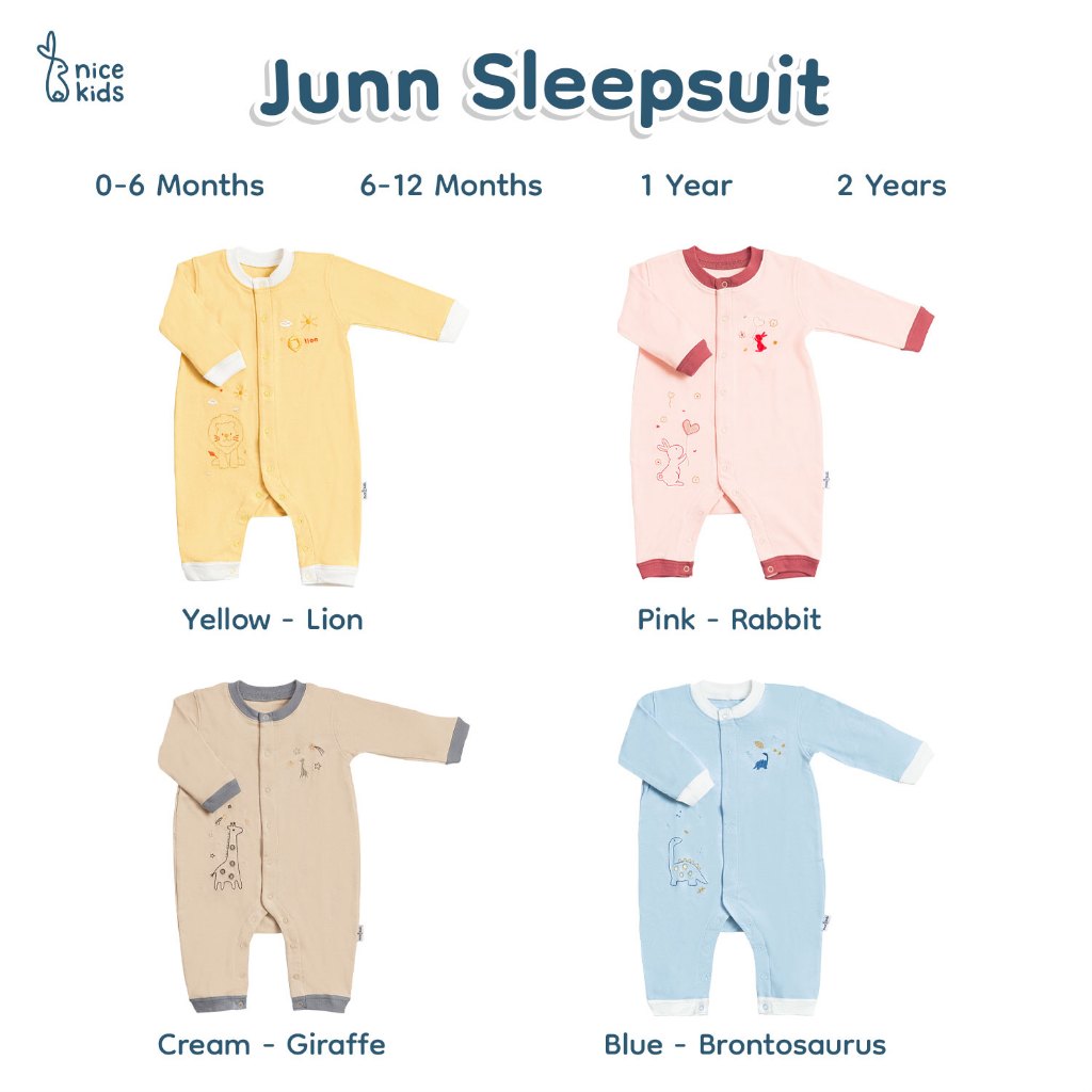 [REJECT SALE] Defect Junn Series Nice Kids (Onesie Playsuit Sleepsuit 0-2 Tahun)