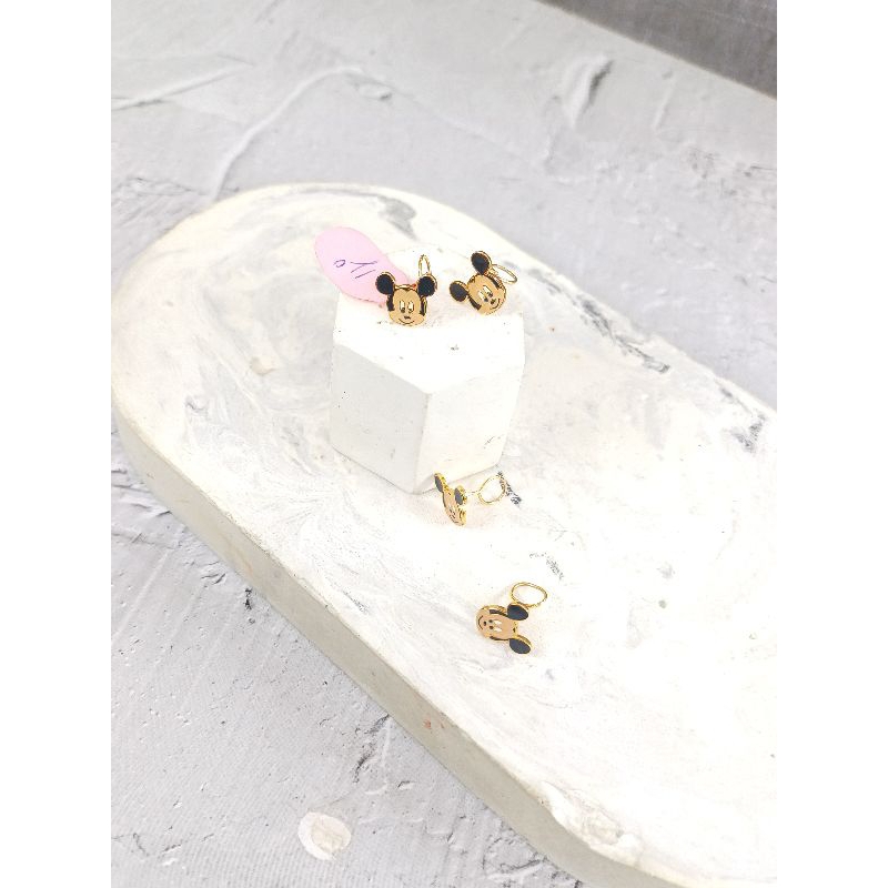 Anting toge anak karakter Mickey Mouse Disney Emas Asli 8K