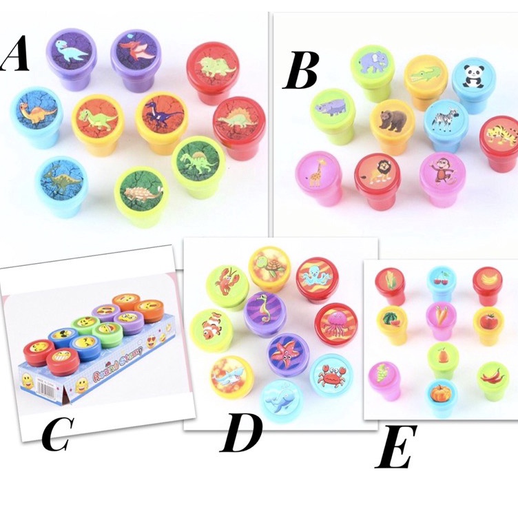 

Terbatas stempel stamp cap anak dino, wild animals, smile, vegie, sea animal, princess, hellokitty Laris