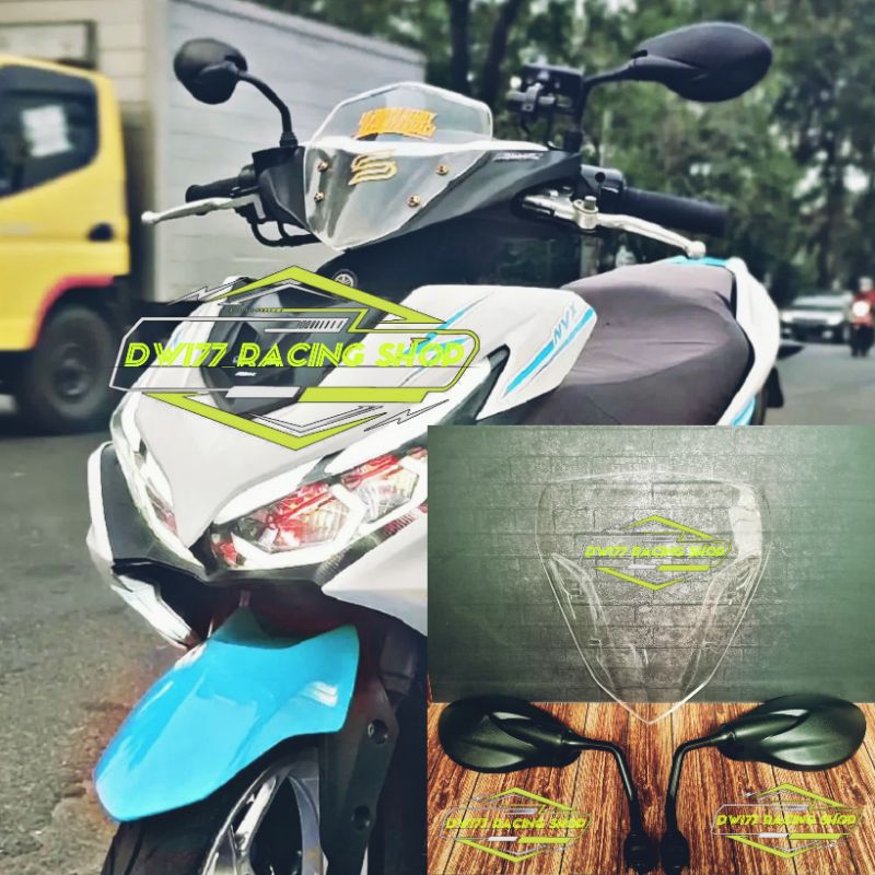 Paket Visor Aerox 155 New Model Standar Plus Spion X1 Hitam Polos