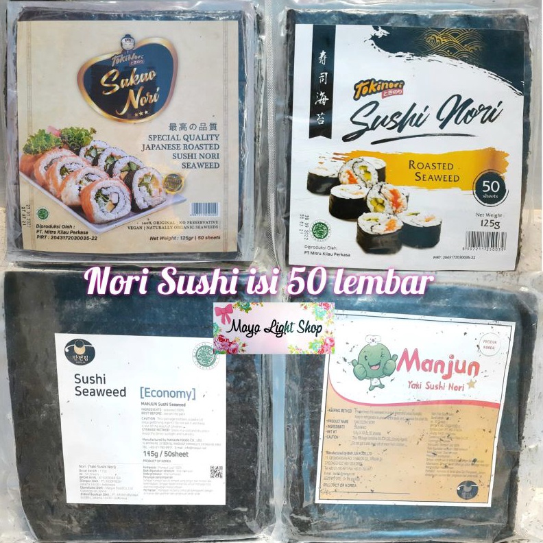 

12.12 ✨Promo✨ Nori isi 50 lembar tokinori manjun sakao nori halal murah rumput laut sushi bahan bento kimbap murah serbuuu !