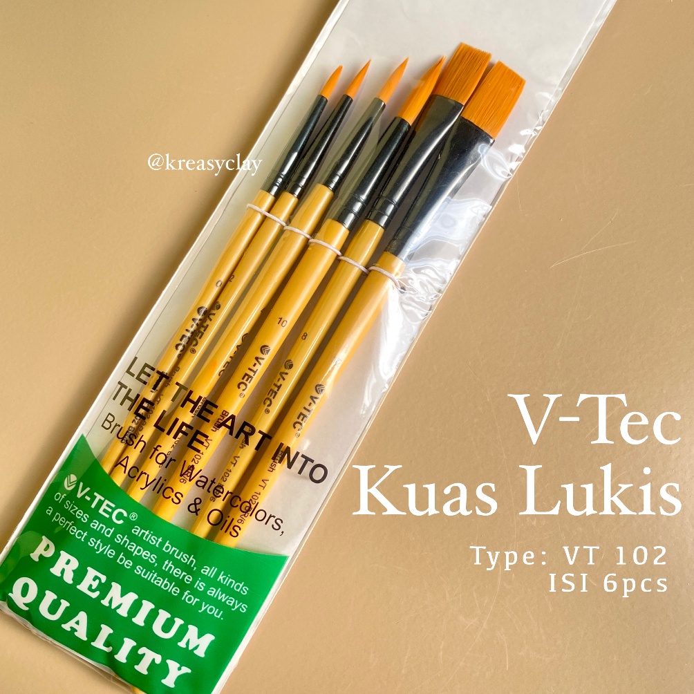 

➥ Kuas Lukis V-Tec Set VT 102 - Painting Acrylic Brush - Artist Brush - Kuas Cat Lukis Bahan Nylon Halus Isi 6pcs ➙Best Produk