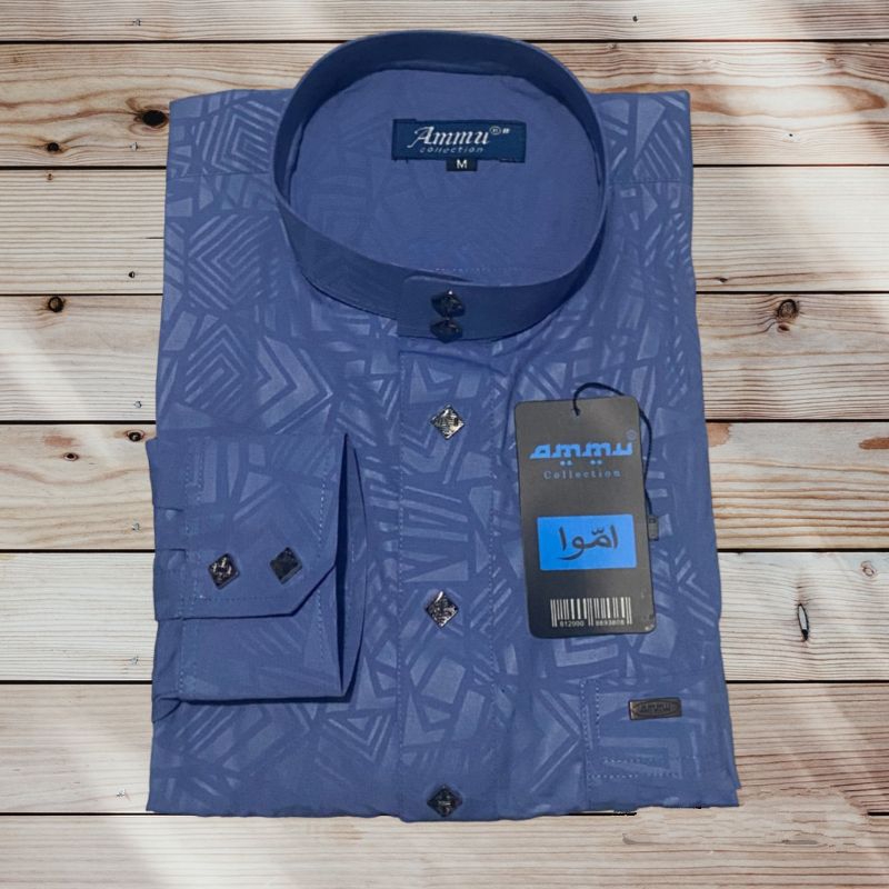 Jual Baju Koko Atasan Ammu Sulthan_kemko Dewasa embos ethnic_khusus warna BIRU DENIM