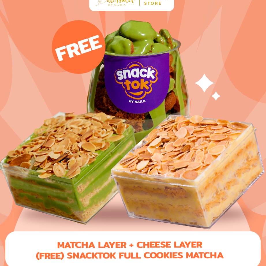 

MODEL SFS489 Bittersweet by Najla - Bundling Matcha Layer, Cheese Layer & Snacktok Full Cookies Matcha
