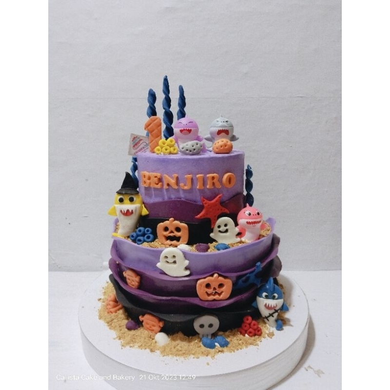 

CAKE BABY SHARK HALLOWEEN/ Kue Ulang tahun anak/Kue Coklat