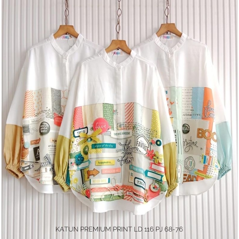 Kemeja wanita katun premium printing