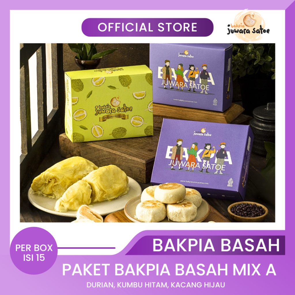

COD BAKPIA JUWARA SATOE [ 3 Box ] Paket Bakpia Basah Mix A (Durian, Kumbu , Original) - Oleh Oleh Khas Jogja 