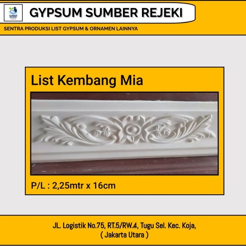 Lis/List Profil Gypsum Plafon, Motif Kembang Mia