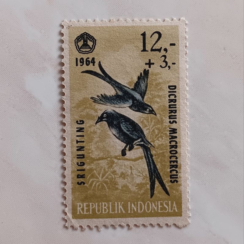 

(AF) Perangko Indonesia 1965 Burung 12+3 rupiah Mint