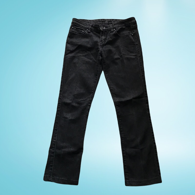 Colorbox Black Washed Jeans / Jeans Hitam Low Rise / Y2K Jeans