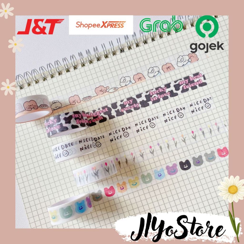 

Selotip Washi Tape Journal Jurnal Planner Scrapbook Bujo Lakban Kartun Lucu DIY Deco Aesthetic