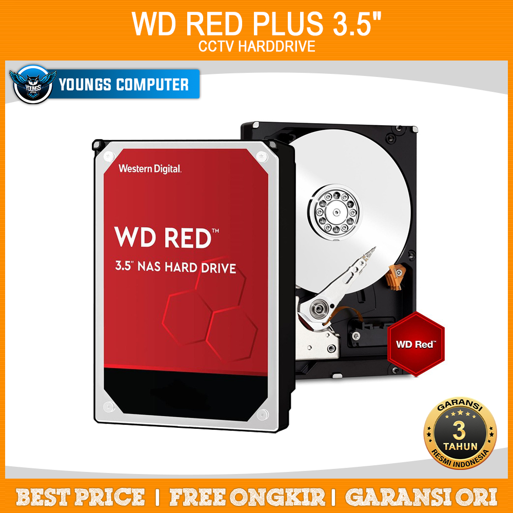 HDD 3.5" WD RED PLUS 1TB 2TB 4TB 6TB 8TB RESMI HARDDISK NAS INTERNAL