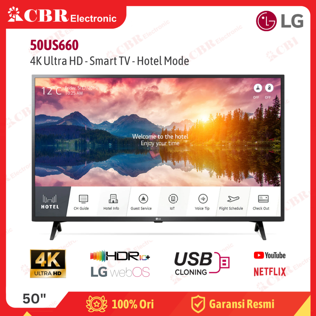 TV LG 50 Inch LED 50US660 (4K UHD-Hotel Mode-Smart TV)