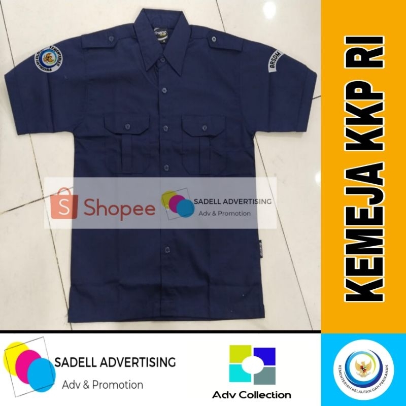Kemeja KKP RI Seragam KKP RI BPPSDM Navy Lengan Pendek Pria Bordir