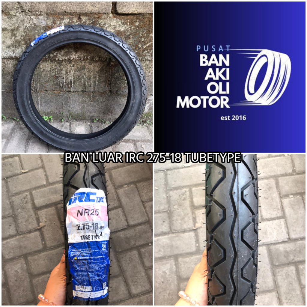 BAN LUAR IRC 275-18 TUBETYPE NON TUBLESS || BAN LUAR MOTOR IRC UKURAN 275-18 TUBETYPE