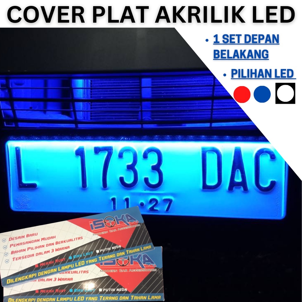 Dudukan Tatakan Plat Nomor Mobil Mika Acrylic Lampu Led