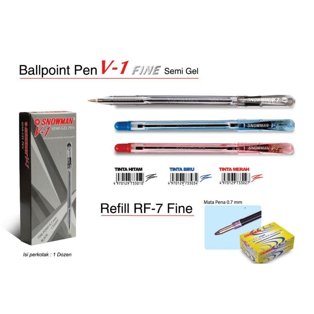 Pen Snowman V1 Fine/ Medium [Per Lusin]