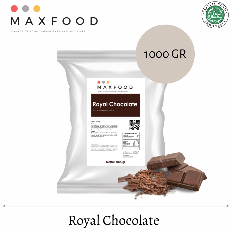 

Produk Keren MAXFOOD - Royal Chocolate/ / Bubuk Minuman Rasa Dark Cokelat 1 Kg ➫➻❀✺