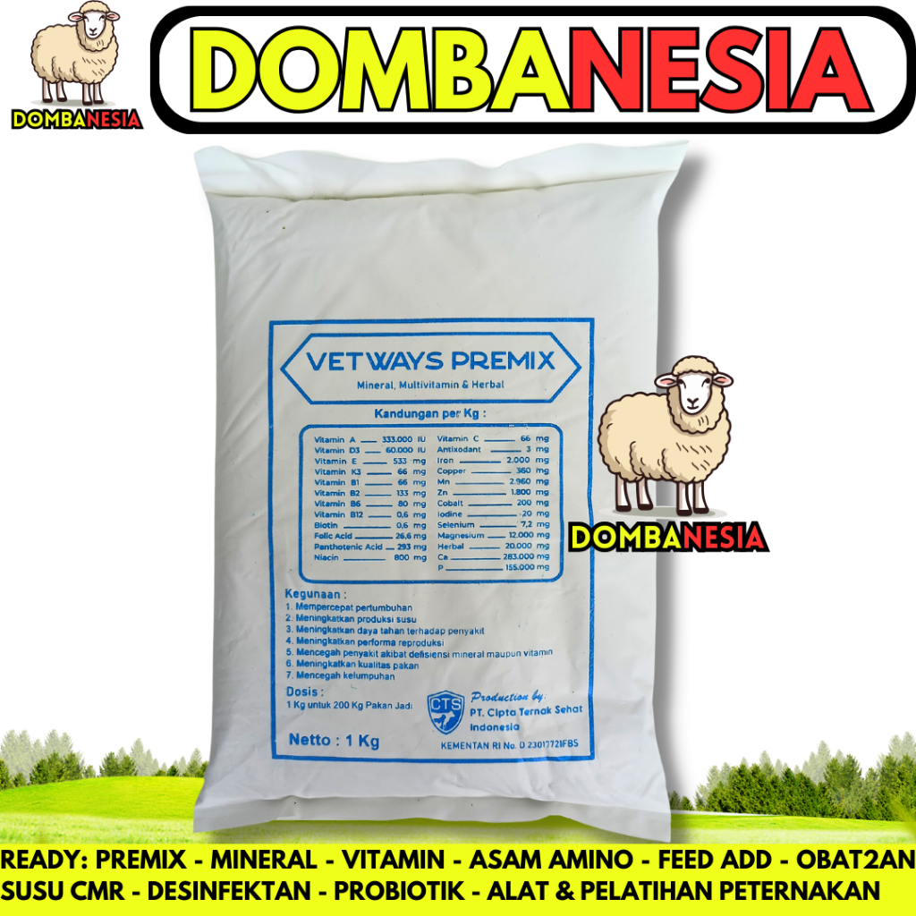 VETWAYS PREMIX 1KG - Premix Mineral Multivitamin Kambing Domba Sapi Babi