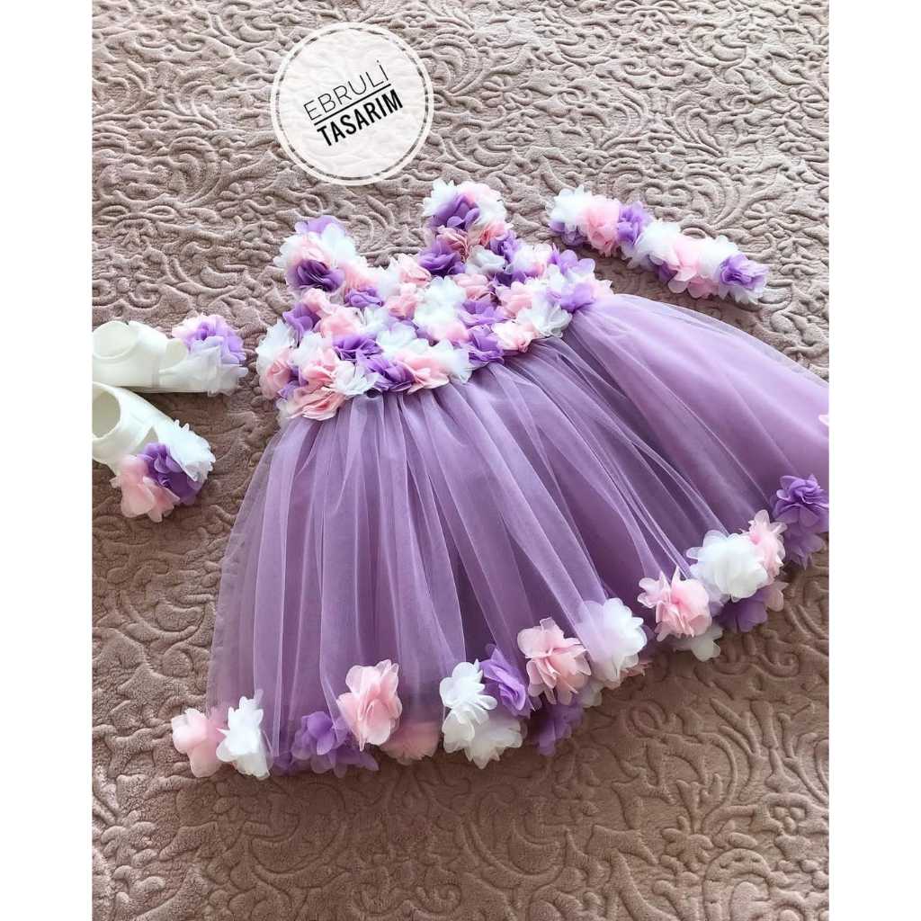 Dress pesta anak perempuan lilac 3 warna