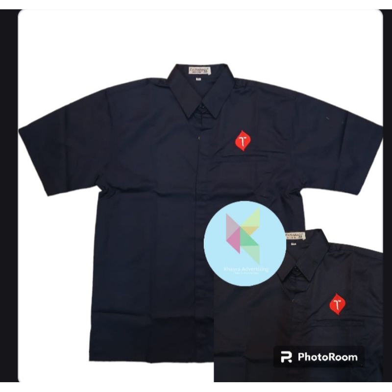 kemeja Telkomsel seragam Telkomsel baju Telkomsel navy lengan pendek