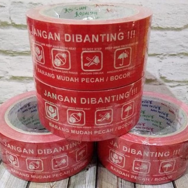 

Diskon 1 ROLL LAKBAN FRAGILE / LAKBAN MERAH / LAKBAN JANGAN DIBANTING GOAL TAPE48 MM X 100 YARD