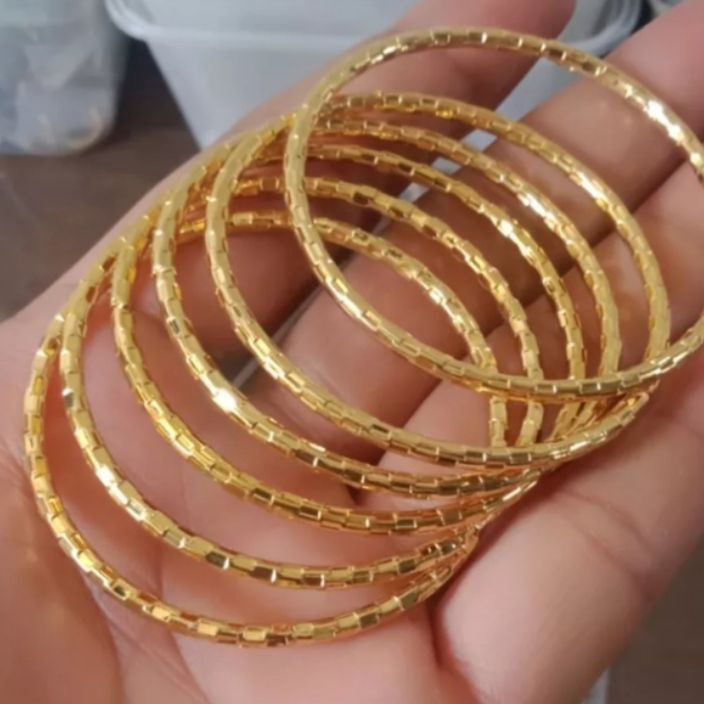 KODE AIA139 GELANG KERONCONG ANAK TITANIUM GOLD ISI 6 PCS UMUR 3-10 TAHUN ANTI LUNTUR DAN KARAT