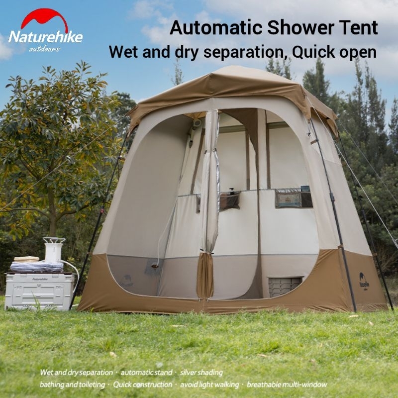TENDA TOILET NATUREHIKE NH22ZP006 DOUBLE ROOM SIDE DRY WET SEPARATION AUTOMATIC POP UP SHOWER TENT T
