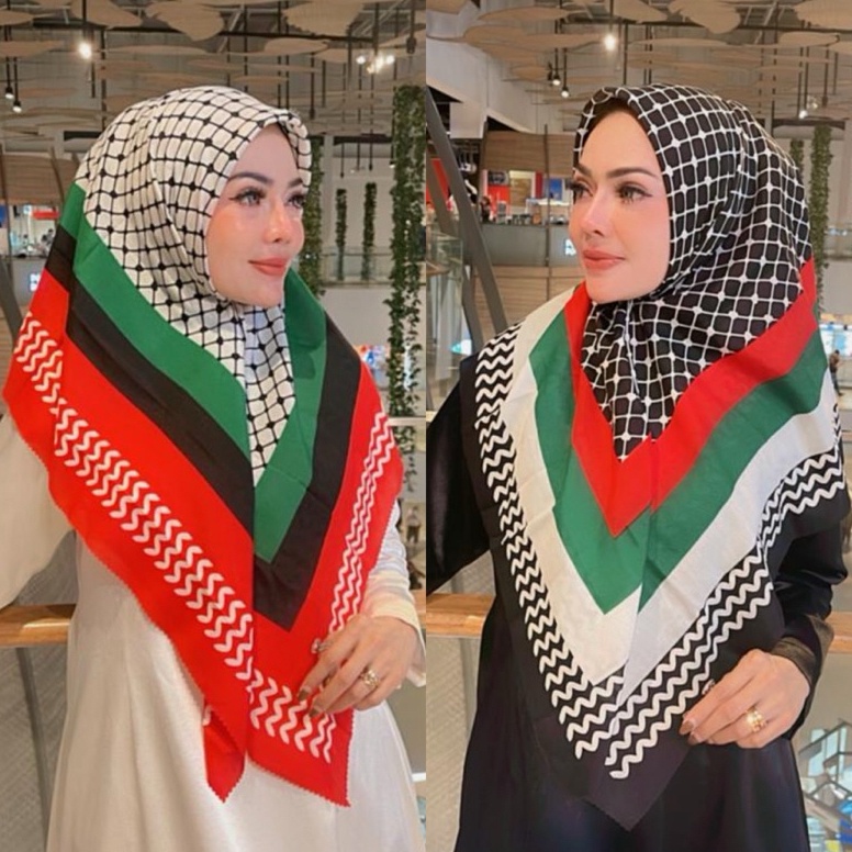 Star seller3z3Yn TERLARIS || HIJAB PALESTINA DENAY FATRIANA SISESA KW segi empat H BANISCOP denay kw