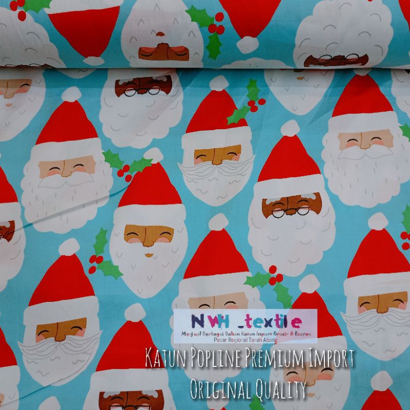 KAIN KATUN POPLINE PREMIUM IMPORT MOTIF NATAL