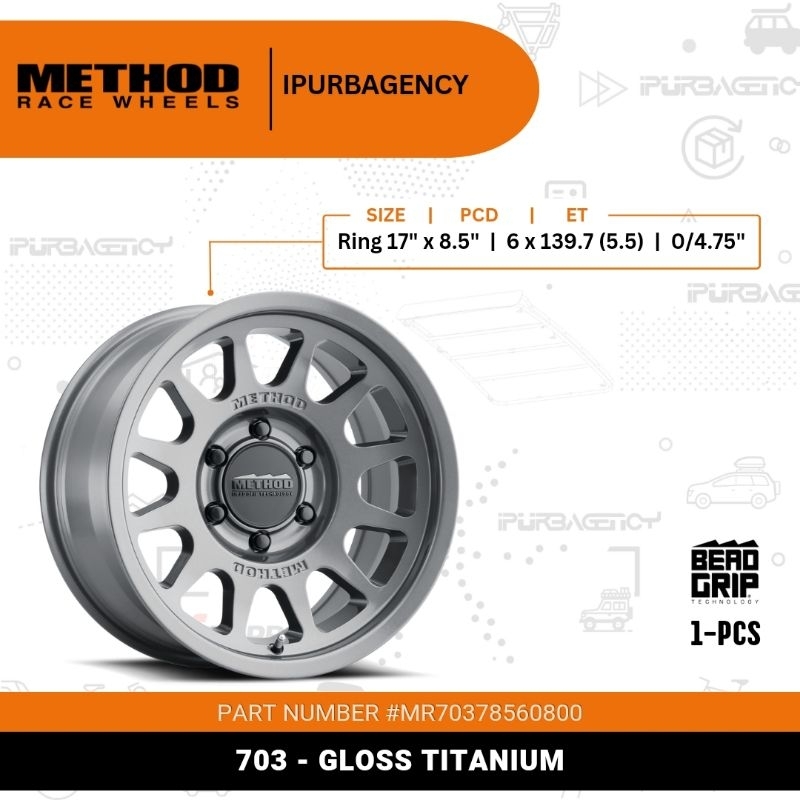 Velg - Method Race Wheels 703 (R17x8.5/PCD6x139.7/ET0) Gloss Titanium MR70378560800