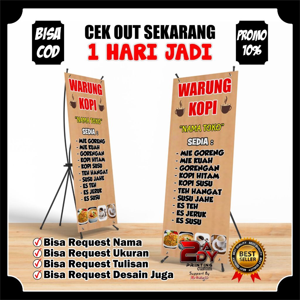 X Banner Berdiri Warkop Warung Kopi Spanduk Warkop Warung Kopi Spanduk Jualan Kopi Berkualitas