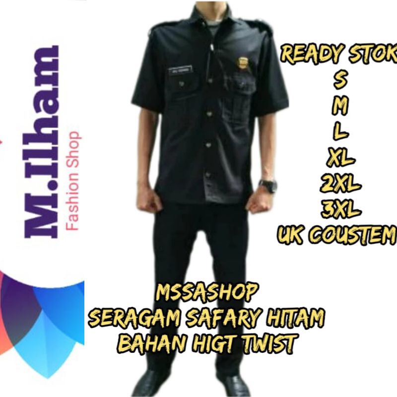 Seragam Safari Hitam Coklat Tua Satpam Dinas