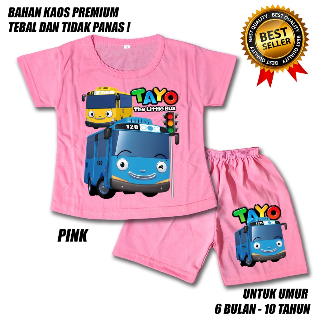 SETELAN ANAK PEREMPUAN TAYO BUS MURAH BAHAN PREMIUM / SETELAN ANAK PEREMPUAN USIA 1-10 TAHUN / BAJU 