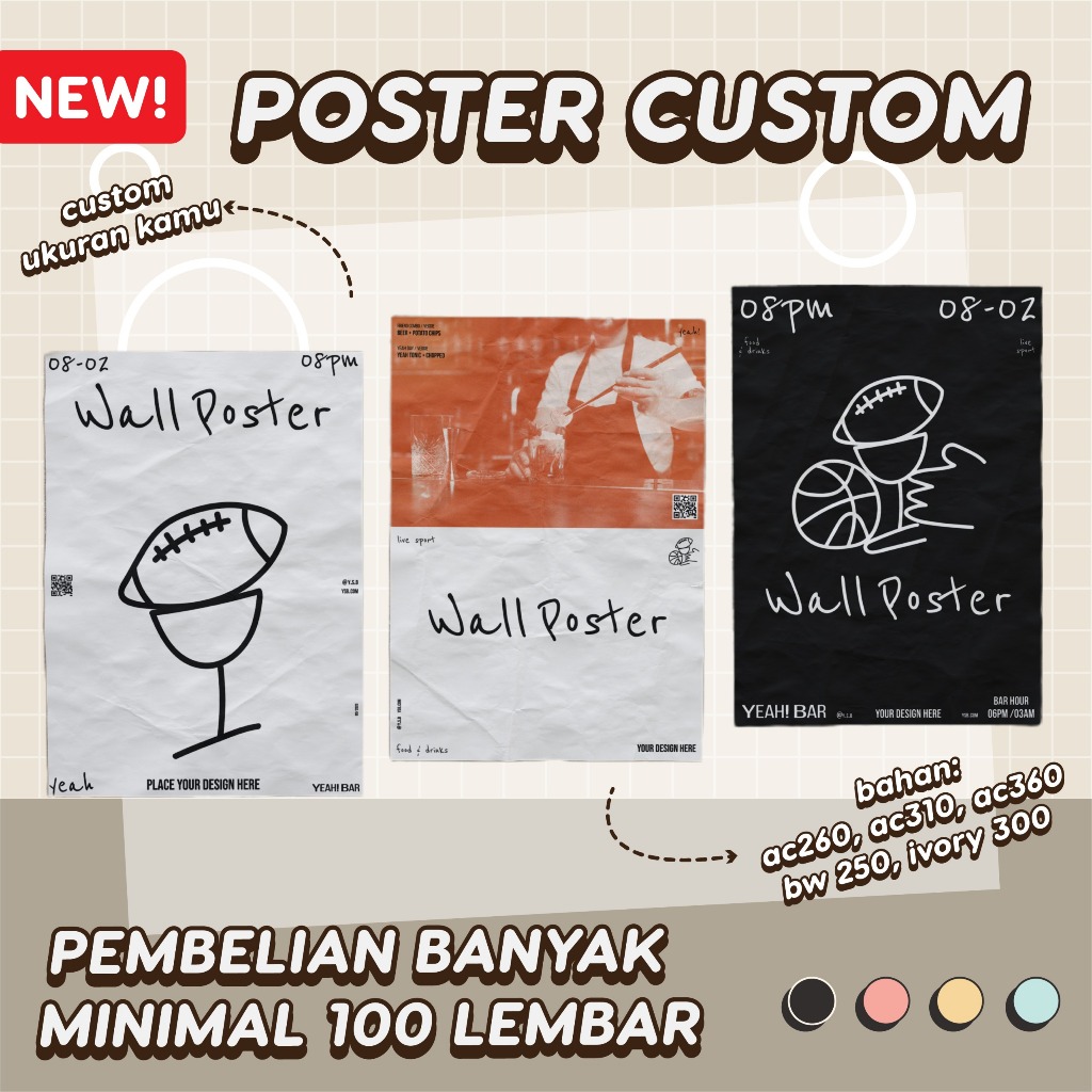 

Pembelian Minimal 100 Lembar - Cetak Poster Custom A3 1 Sisi | Print Art Carton 2 Sisi