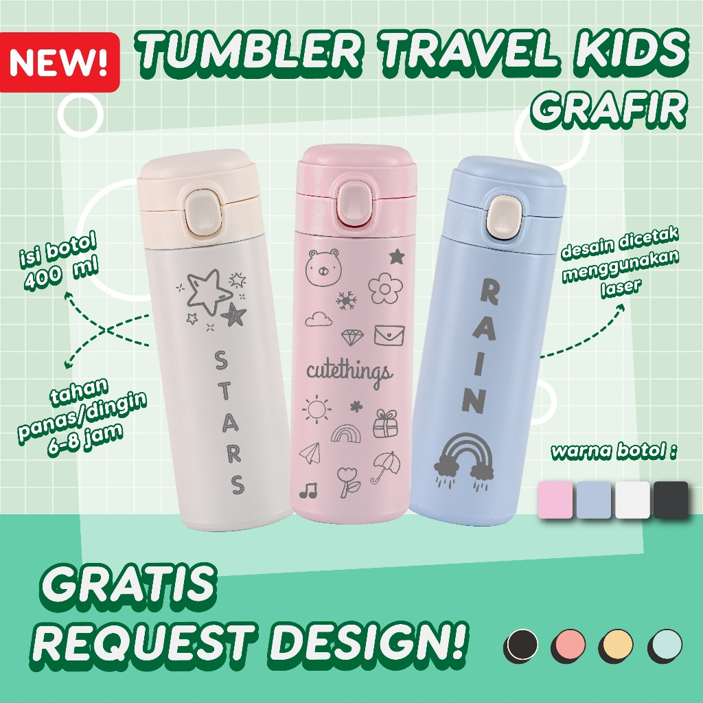Souvenir Tumbler Anak Custom Nama / Logo Travel Kids Botol Minum Termos Souvenir Ulang Tahun / Perni