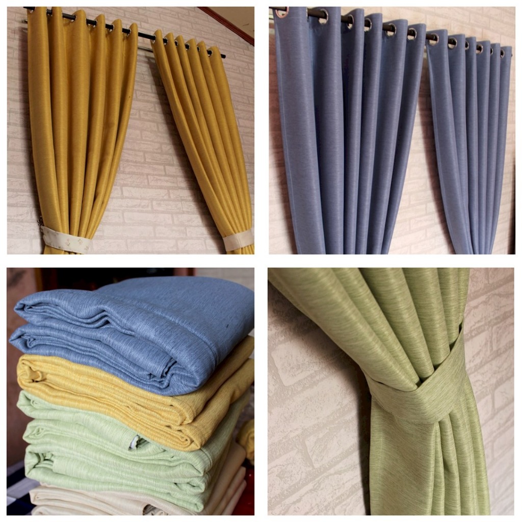 Gorden jendela blackout polos minimalis hijau putih navy beige silver cream moca biru muda tirai jen