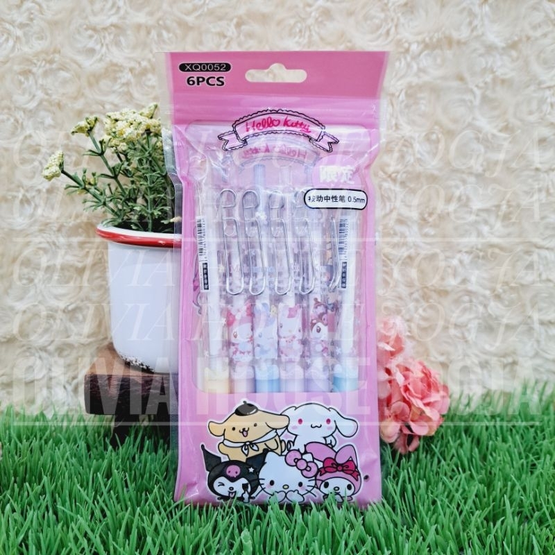 

Bolpoint Gel Set 6in1 Mix Sanrio Pink Pen Gel Set 6in1 Sanrio Bolpoin Gel Pochacco Pompompurin Cinnamoroll Kuromi My Melody Hello Kitty