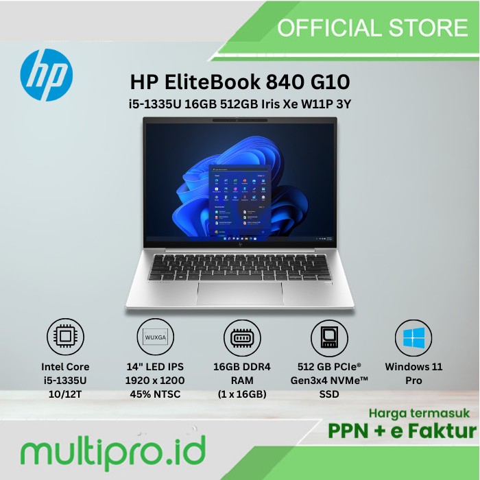 HP EliteBook 840 G10 14” i5-1335U 16GB 512GB SSD W11Pro 3Y 8H5T8PA