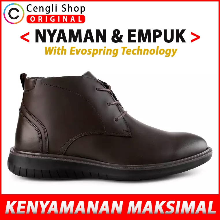 SEPATU BOOT KULIT OBERMAIN PRIA ORIGINAL FORMAL BRANDED COKLAT OM13