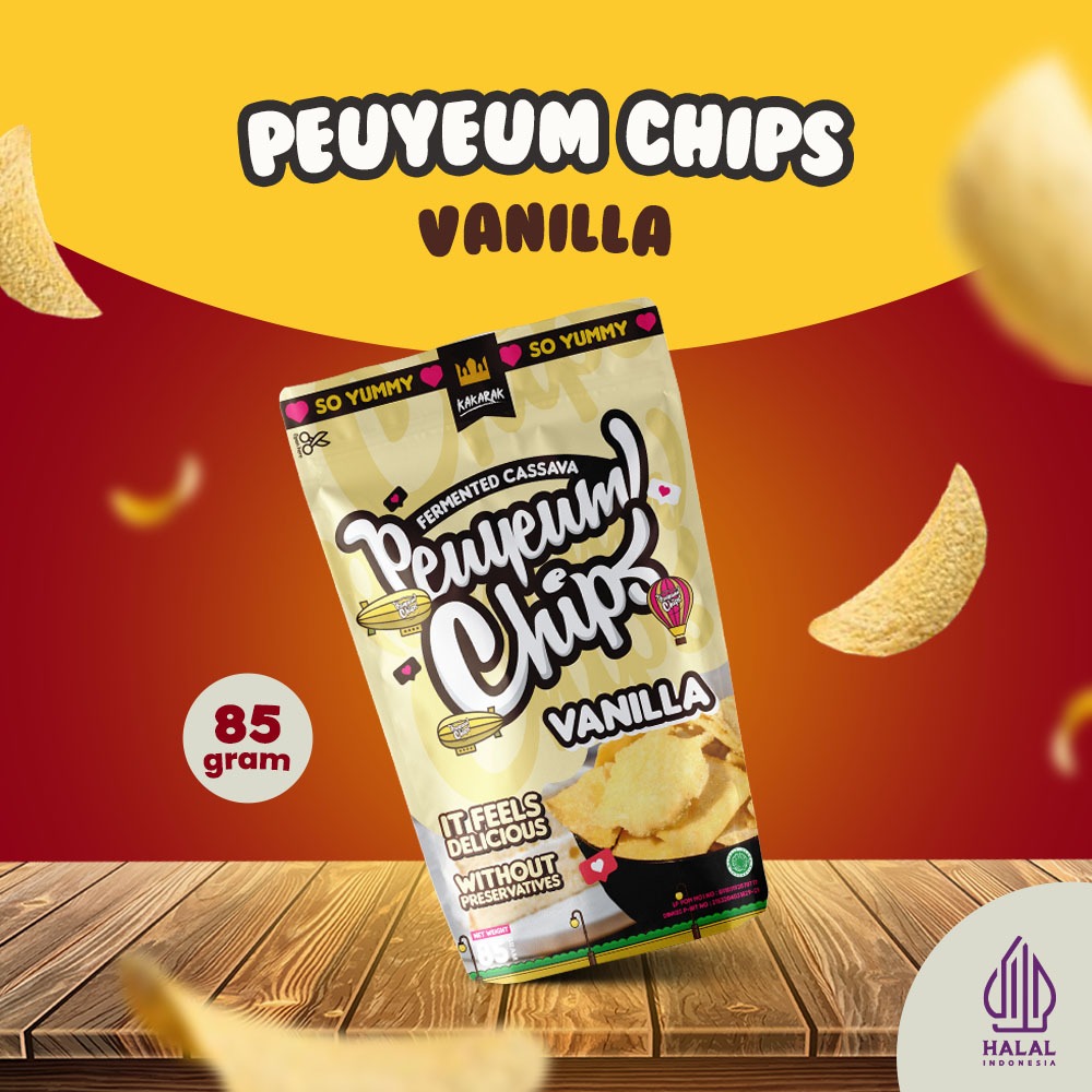 

Kakarak - Peuyeum Chips Rasa Vanilla - Cemilan Keripik Peuyeum Rasa Vanilla - 85gr