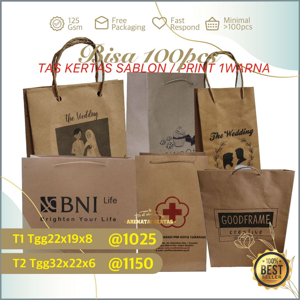 

Tas Kertas Custome Hajatan Distro Toko Baju HARGA GROSIR Print Bebas - Kraft Coklat std