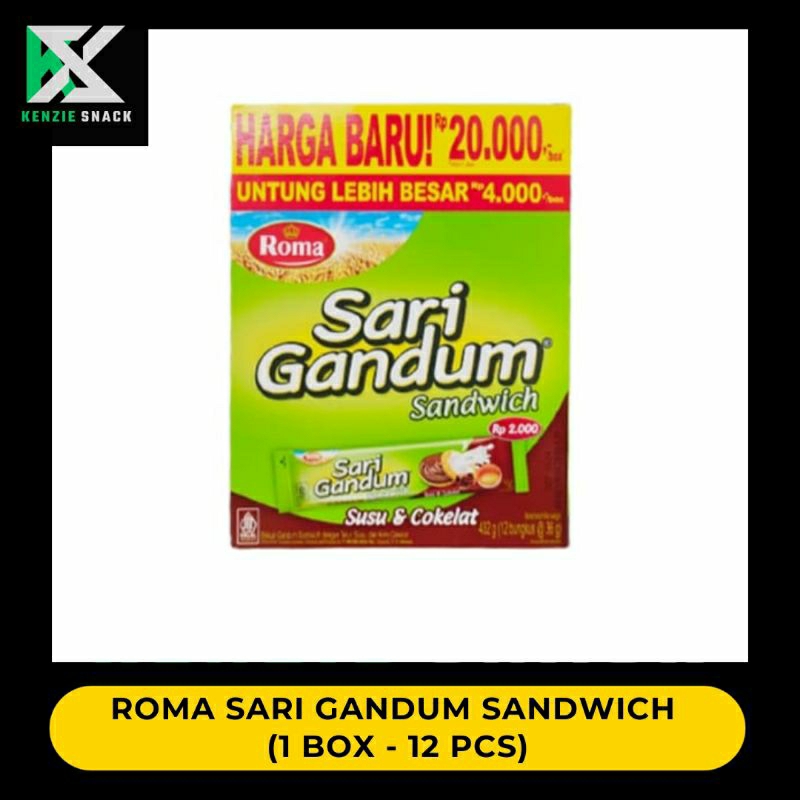 

Roma Sari Gandum Sandwich Biskuit Susu & Cokelat 36gr